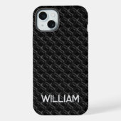 Modern Black Rubber Lattice with Name iPhoneケース (裏面)
