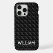Modern Black Rubber Lattice with Name iPhoneケース (裏面)