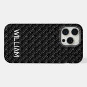 Modern Black Rubber Lattice with Name iPhoneケース (裏面横)