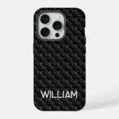 Modern Black Rubber Lattice with Name iPhoneケース (裏面)