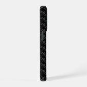 Modern Black Rubber Lattice with Name iPhoneケース (右側面)