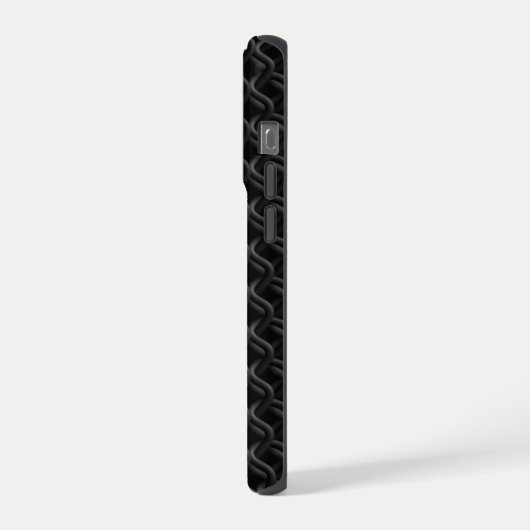 Modern Black Rubber Lattice with Name iPhoneケース (左側面)
