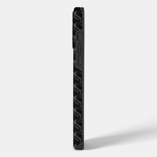 Modern Black Rubber Lattice with Name iPhoneケース (左側面)