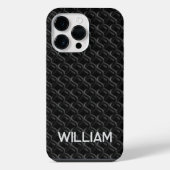 Modern Black Rubber Lattice with Name iPhoneケース (裏面)