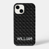 Modern Black Rubber Lattice with Name iPhoneケース (裏面)