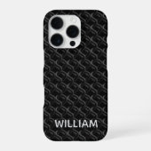 Modern Black Rubber Lattice with Name iPhoneケース (裏面)
