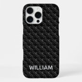 Modern Black Rubber Lattice with Name iPhoneケース (裏面)