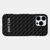Modern Black Rubber Lattice with Name iPhoneケース (裏面横)