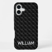 Modern Black Rubber Lattice with Name iPhoneケース (裏面)
