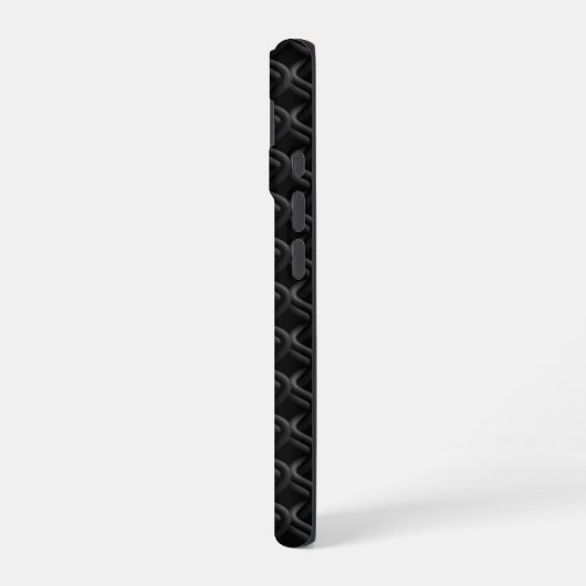 Modern Black Rubber Lattice with Name iPhone 16ケース (左側面)