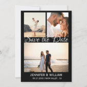 Modern Black Save the Date Script Photo Collage  招待状 (正面)