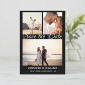 Modern Black Save the Date Script Photo Collage  招待状 (スタンド正面)