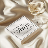 Modern Black Script 30th Birthday Napkins スタンダードカクテルナプキン