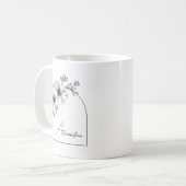 Modern Black Script Beautiful Arch Elegant Floral コーヒーマグカップ (正面左)