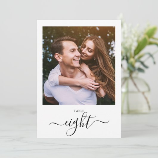 Modern Black Script Photo Eight Table Number 招待状 (スタンド正面)