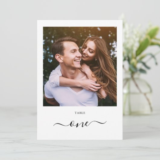 Modern Black Script Photo One Table Number 招待状 (スタンド正面)