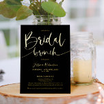 Modern black script trendy bridal brunch gold 箔招待状<br><div class="desc">Modern real gold foil and blush pink script trendy bridal brunch invitation with a modern,  cool hand written style script</div>