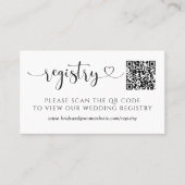 Modern Black Script Wedding Registry Card 名刺 (正面)