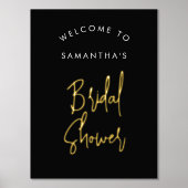 Modern Black Script Welcome Bridal Shower Gold 箔ポスター (正面)