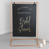 Modern Black Script Welcome Bridal Shower Gold 箔ポスター
