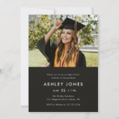 Modern Black She Did It Photo Graduation 招待状 (裏面)