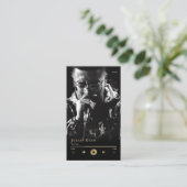 Modern Black Shiny Gold Musician Business Card 名刺 (スタンド正面)