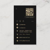 Modern Black Shiny Gold Musician Business Card 名刺 (裏面)