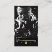 Modern Black Shiny Gold Musician Business Card 名刺 (正面)