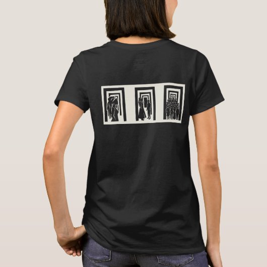 Modern Black Silhouette Unity Design W Tシャツ (裏面)