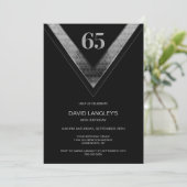 Modern Black Silver 65th Birthday Party 招待状 (スタンド正面)