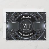 Modern Black Silver 70th Birthday Party 招待状 (裏面)