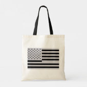 Modern Black & Silver American Flag Brushed Metal トートバッグ (裏面)
