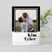 Modern black silver photo wedding save the date  箔招待状 (立ち正面)