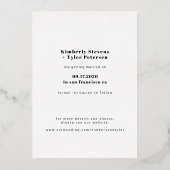 Modern black silver photo wedding save the date  箔招待状 (裏面)