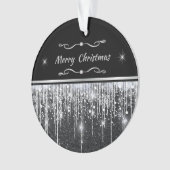 Modern Black Silver Sparkle Script Family Business オーナメント (正面)