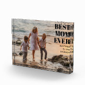 Modern Black Simple Kids Names Best Mom Ever フォトブロック (右)