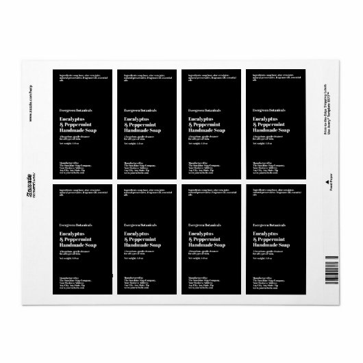 Modern Black Soap Packaging Label ラベル (フルシート)