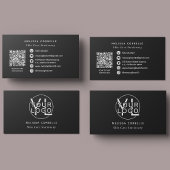 Modern Black Social Media QR Code Business Logo 名刺