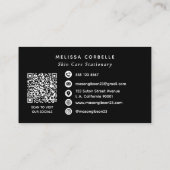 Modern Black Social Media QR Code Business Logo 名刺 (裏面)