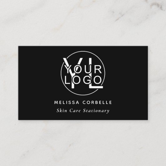 Modern Black Social Media QR Code Business Logo 名刺 (正面)