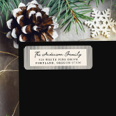 Modern Black Stripes Holiday Return Address ラベル