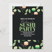 Modern Black Sushi Party Rolls Birthday Name シーズンカード (正面)