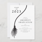 Modern Black Tassel Graduation Party Invitation 招待状 (正面)