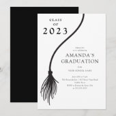 Modern Black Tassel Graduation Party Invitation 招待状 (正面/裏面)