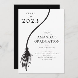 Modern Black Tassel Graduation Party Invitation 招待状