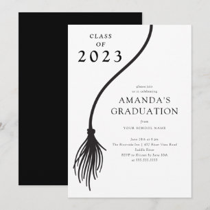 Modern Black Tassel Graduation Party Invitation 招待状
