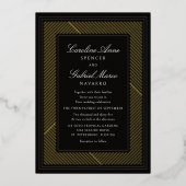 Modern Black Tie Deco Wedding 箔招待状 (正面)