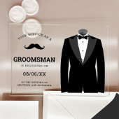 Modern Black Tuxedo Groomsman Request アクリル招待状