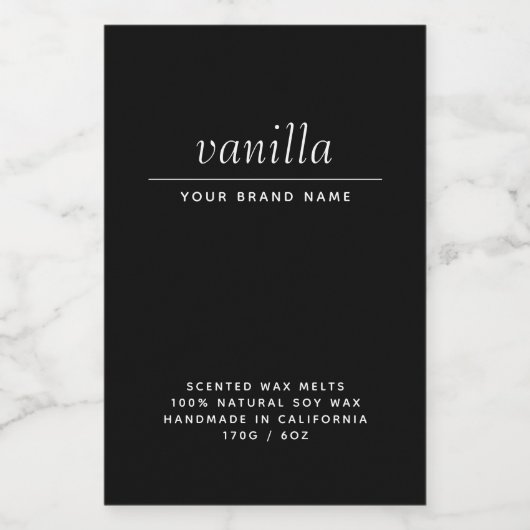 Modern black wax melts packaging label フードラベル (シングルラベル)