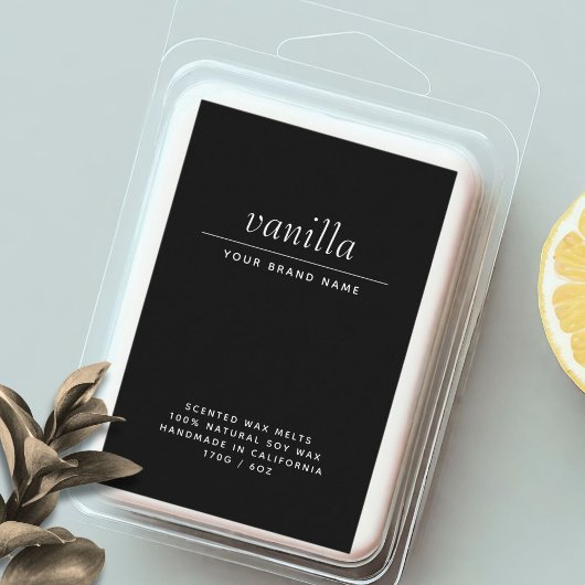 Modern black wax melts packaging label フードラベル
